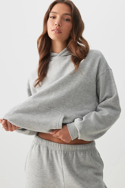 Ardene MADESOFT Fleece Hoodie in Cobblestone Grey | Size | Polyester/Cotton | Eco-Conscious