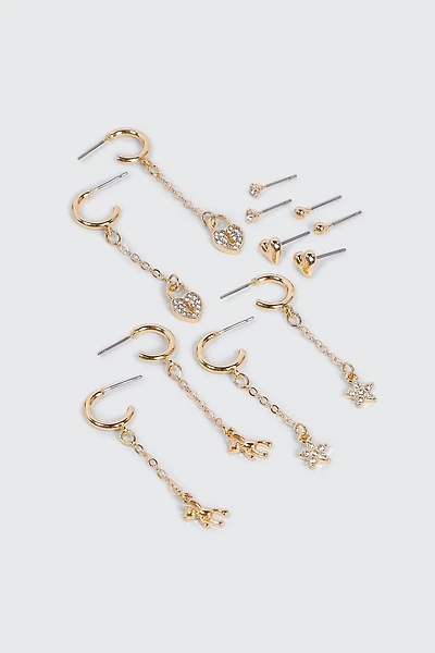 Ardene 6-Pack Charm Earrings in Gold | Stainless Steel