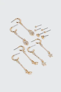 Ardene 6-Pack Charm Earrings in Gold | Stainless Steel