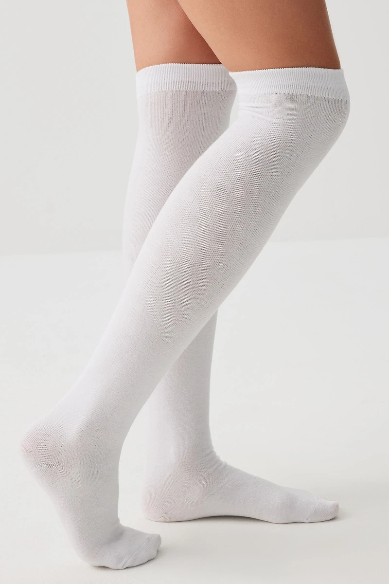 Ardene Bamboo Rayon Over-the-Knee Socks in White | Polyester/Rayon/Spandex