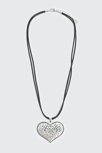 Ardene Cord Necklace with Heart Pendant in Silver