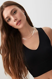 Ardene Basic Ultra Crop Seamless V-Neck Tank in | Size | Nylon/Elastane | Eco-Conscious
