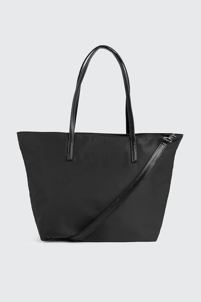 Ardene Nylon Tote Bag in Black | Faux Leather/Polyester | Eco-Conscious