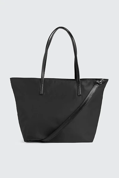 Ardene Nylon Tote Bag in Black | Faux Leather/Polyester | Eco-Conscious
