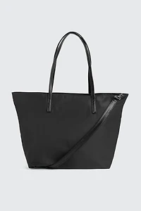 Ardene Nylon Tote Bag in Black | Faux Leather/Polyester | Eco-Conscious