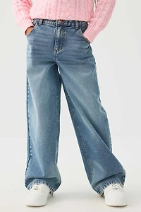 Ardene Kids Wide Leg Jeans in Medium Blue | Size | Cotton