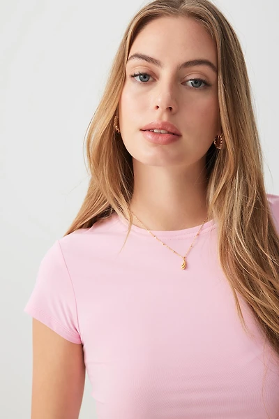 Ardene Fine Jersey Fitted Short Sleeve T-Shirt in Light Pink | Size | Elastane/Polyamide