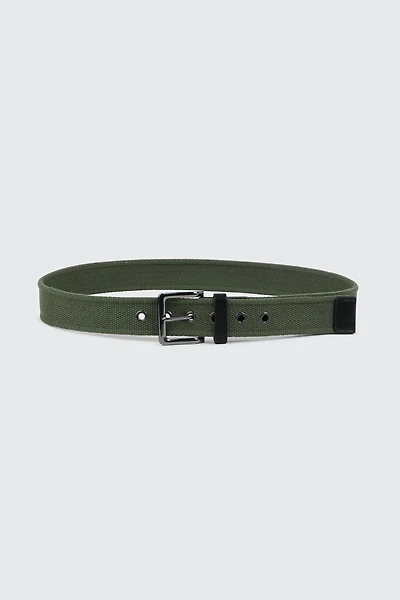 Ardene Man Canvas Belt For Men in Dark Green | Size Small | Polyester