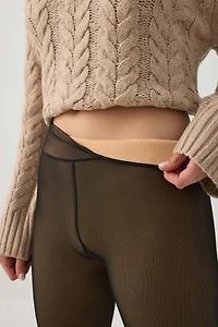 Legging effet transparent doublé en polaire