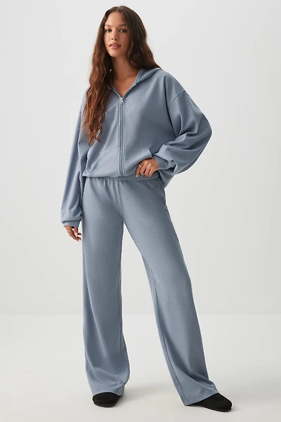 Ardene Waffle Knit Lounge Pants in Light Blue | Size | Polyester/Spandex