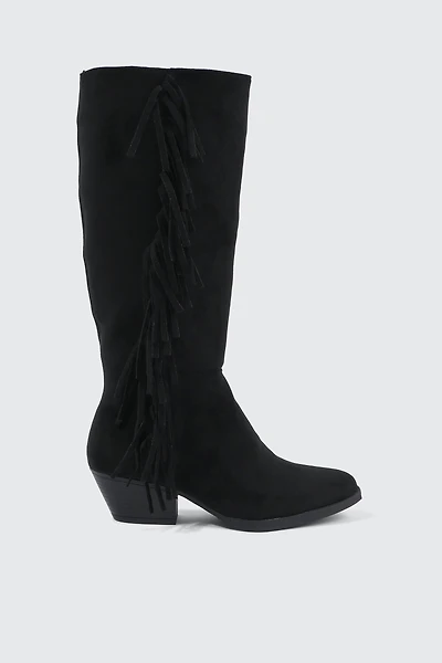 Ardene Knee High Cowboy Boots in Black | Size | Faux Suede