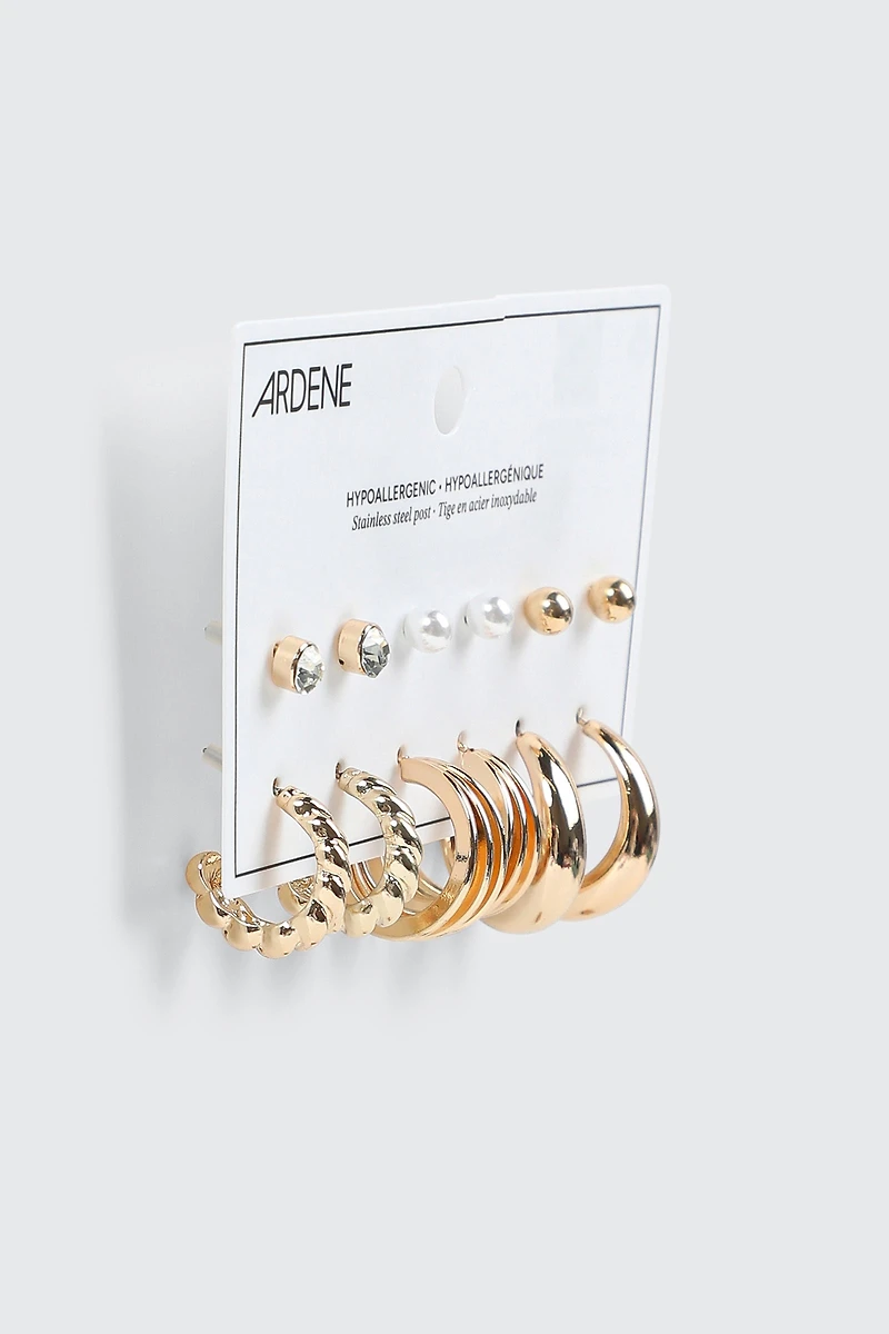 Lot de 6 paires de boucles d'oreilles mixtes