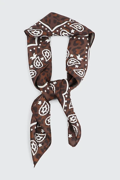 Ardene Paisley Square Satin Scarf in Brown | Polyester