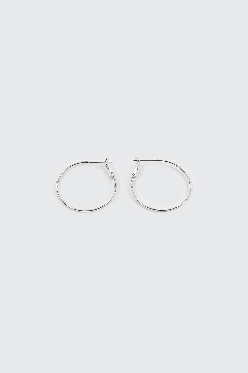 Ardene 14K White Gold Plated Hoop Earrings in Silver | Stainless Steel