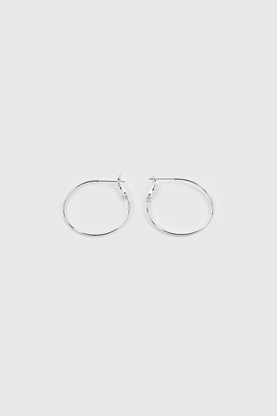 Ardene 14K White Gold Plated Hoop Earrings in Silver | Stainless Steel