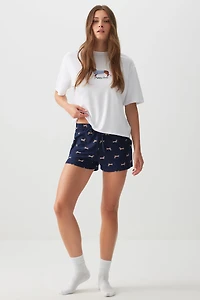 Ardene Printed Super Soft PJ Shorts in Dark Blue | Size | Polyester/Spandex | Eco-Conscious