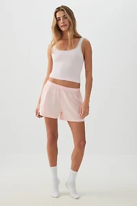 Ardene Poplin Boxer Shorts in Light Pink | Size | 100% Cotton