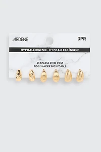 3 paires d'anneaux texturés