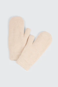 Ardene Fleece-Lined Mittens in Beige | Nylon/Elastane