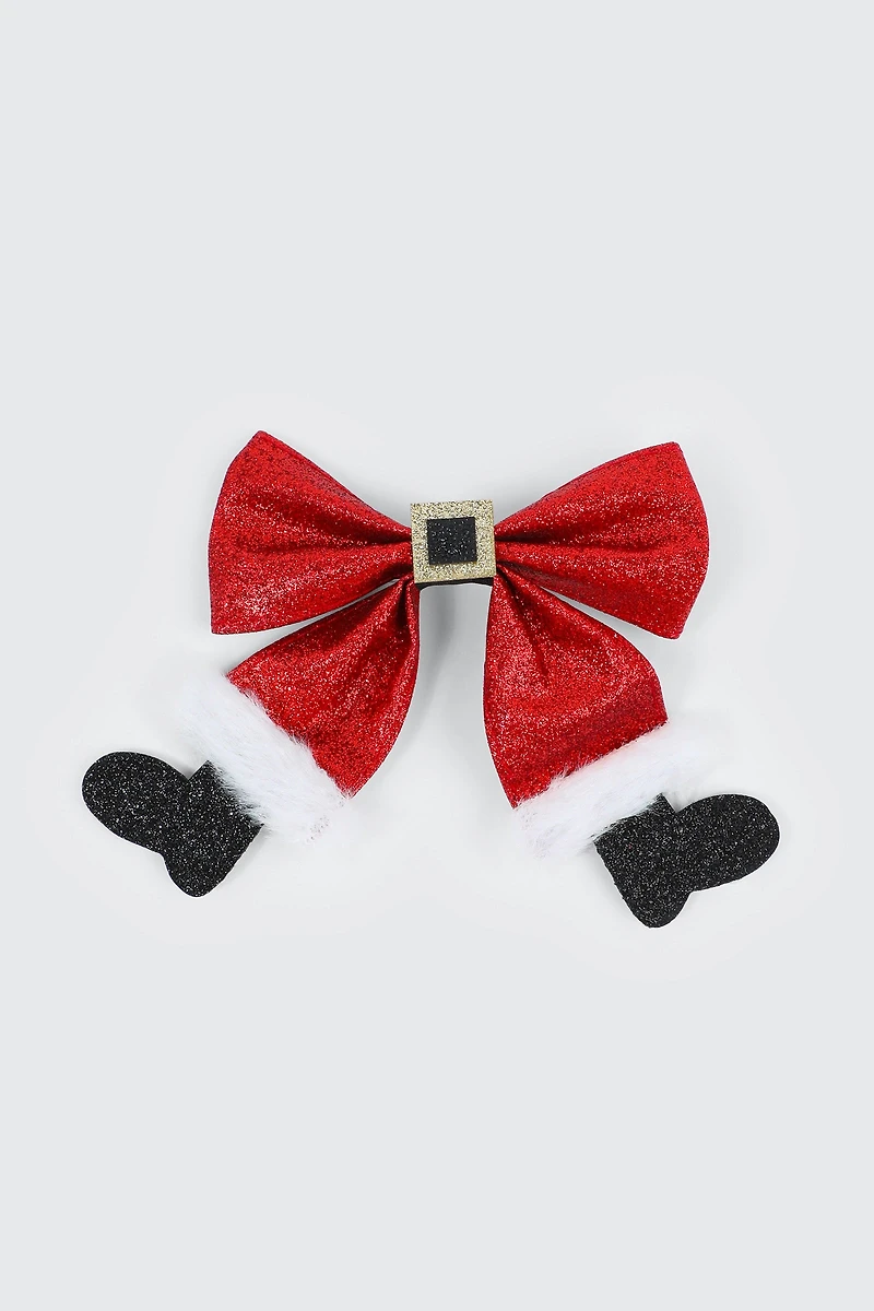 Ardene Santa Bow Hair Clip in Red