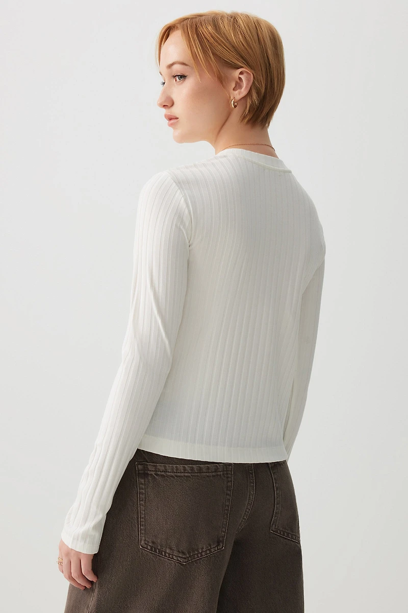 Cardigan à col rond côtel