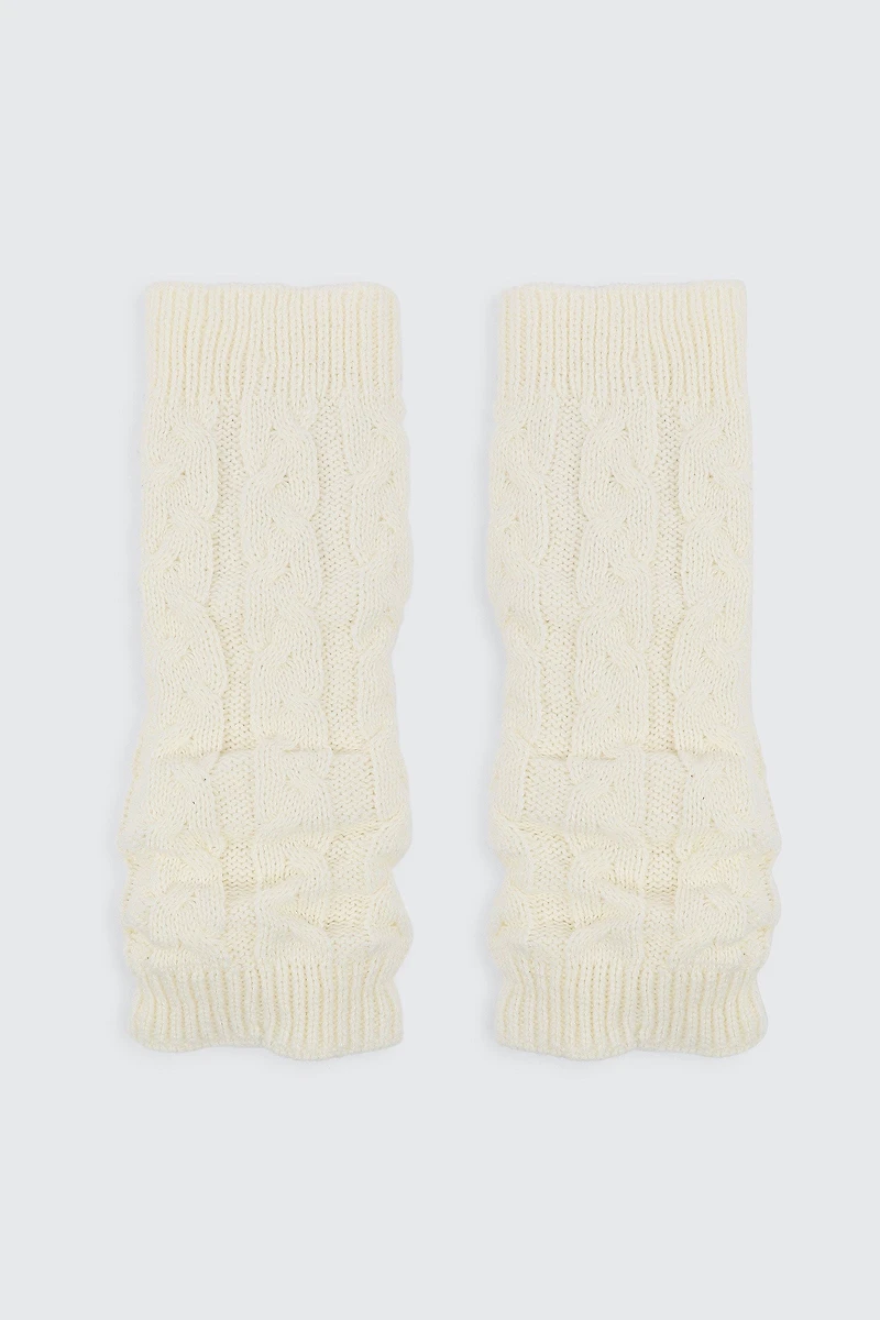 Ardene Kids Cable Knit Leg Warmers in White | 100% Acrylic