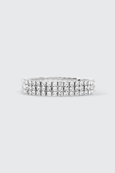 Ardene Rhinestone Stretch Bracelet in Silver