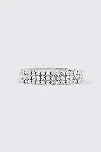 Ardene Rhinestone Stretch Bracelet in Silver
