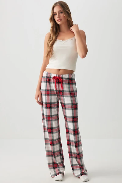 Ardene HUSHKNIT Flared PJ Pants in Off-White | Size | Polyester/Elastane | Eco-Conscious