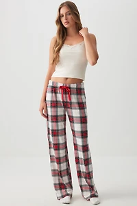 Ardene HUSHKNIT Flared PJ Pants in Off-White | Size | Polyester/Elastane | Eco-Conscious