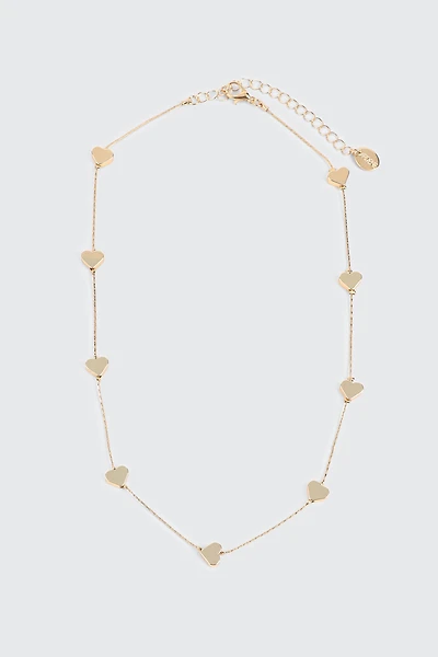 Ardene All Around Mini Metallic Heart Necklace in Gold
