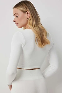 T-shirt ultracourt à manches longues sans coutures