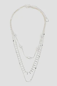 Ardene Three-Row Pearl Necklace in Silver