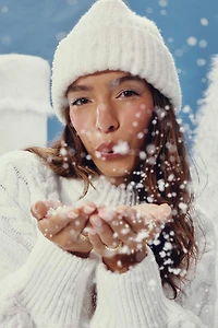 Ardene Chunky Rib Beanie in Off-White | Polyester/Spandex