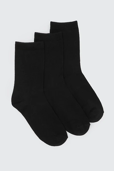 Ardene 3-Pack Bamboo Rayon Crew Socks in Black | Polyester/Rayon/Spandex | Eco-Conscious