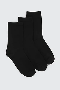 Ardene 3-Pack Bamboo Rayon Crew Socks in Black | Polyester/Rayon/Spandex | Eco-Conscious