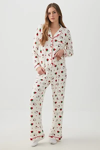 Ardene Hello Kitty Super Soft PJ Set in Off-White | Size | Polyester/Elastane