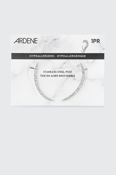 Ardene Small Stone Crawler Earrings in Silver | Stainless Steel