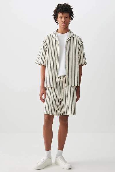 Ardene Man Striped Bermuda Shorts For Men in White | Size | 100% Cotton
