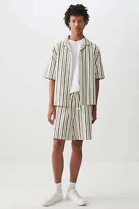 Ardene Man Striped Bermuda Shorts For Men in White | Size Small | 100% Cotton