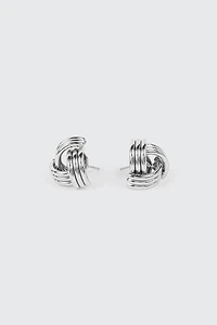 Ardene Stainless Steel Knotted Stud Earrings in Silver