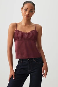 Camisole en satin à buste pliss