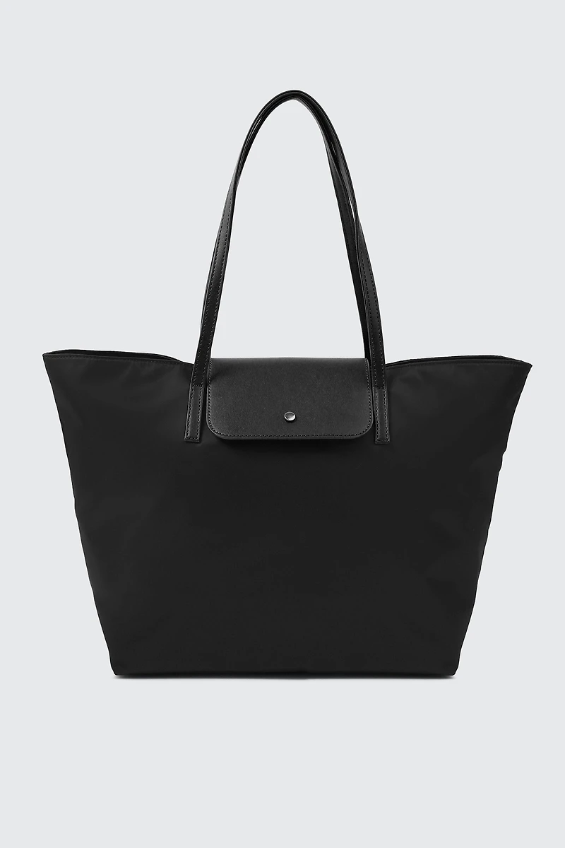 Ardene Nylon Tote Bag in Black | Faux Leather/Polyester | Eco-Conscious
