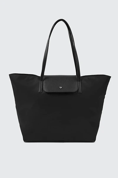 Ardene Nylon Tote Bag in Black | Faux Leather/Polyester | Eco-Conscious