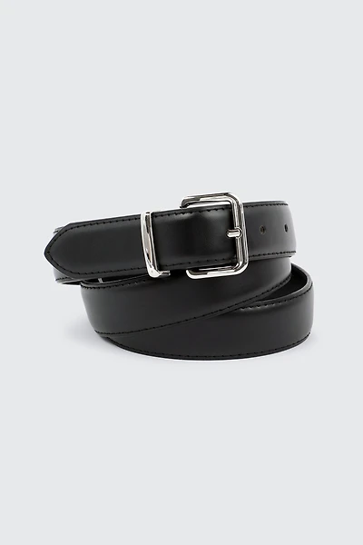 Ardene Square Buckle Belt in Black | Size Large | Faux Leather