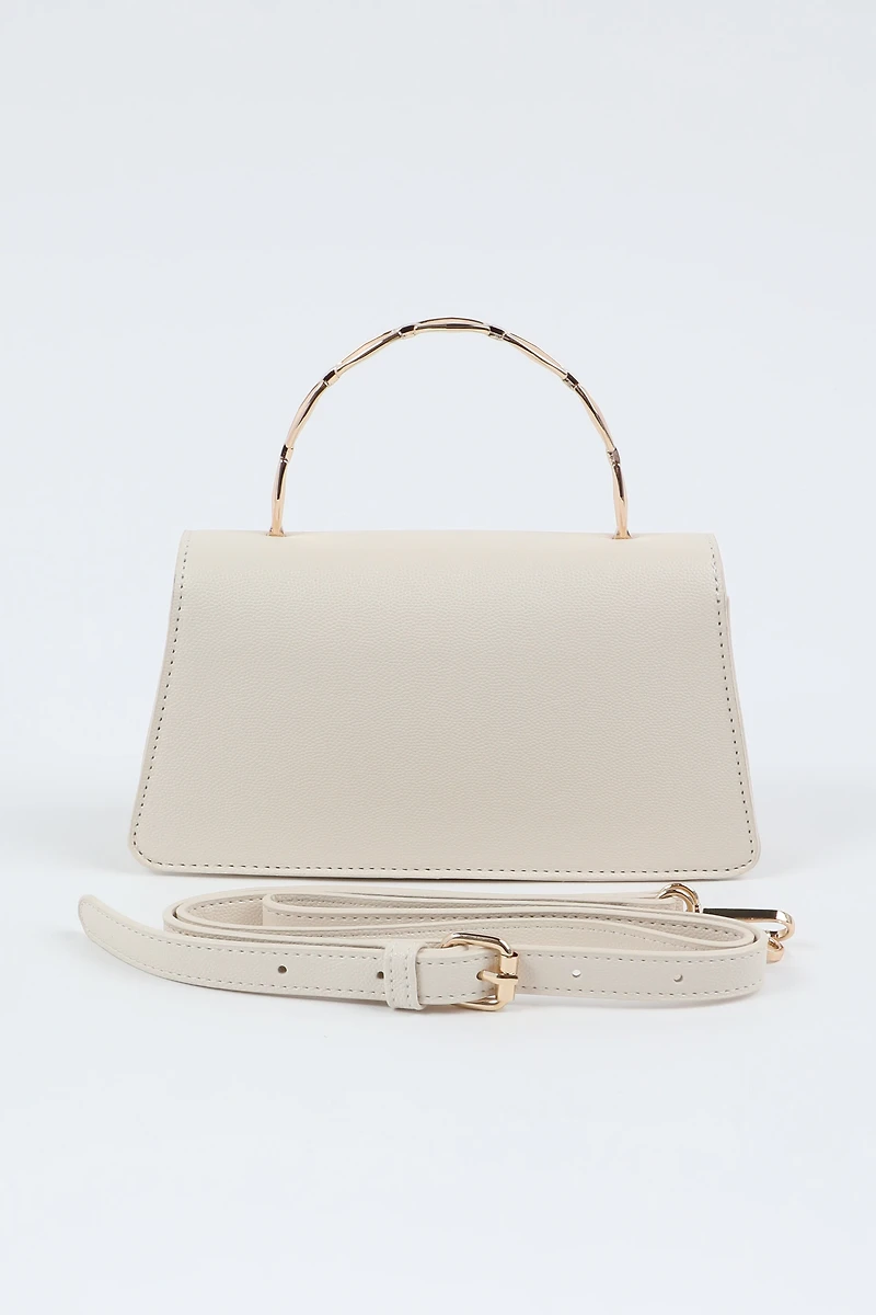 Sac de soirée en faux cuir à poignée en métal