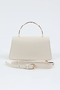 Sac de soirée en faux cuir à poignée en métal