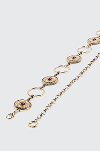 Ardene Medallion Chain Belt with Stones in Gold