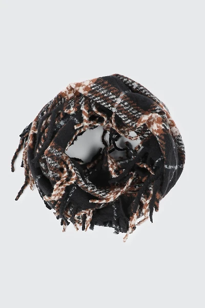 Ardene Fringed Infinity Scarf in Black | Polyester