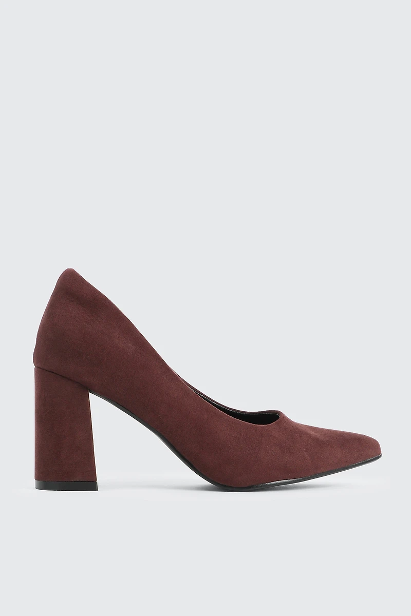 Ardene Block Heel Faux Suede Pumps in Brown | Size | Eco-Conscious